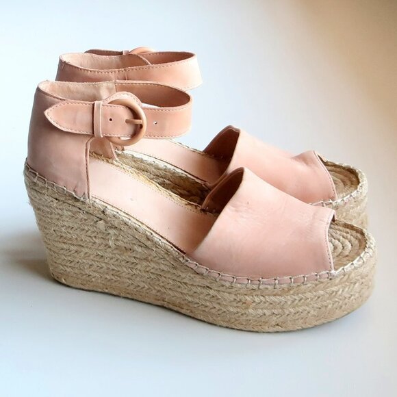 Marc Fisher Alida Pale Pink Platform Espadrille Ankle Strap Sandals Summer Shoes - Picture 13 of 15